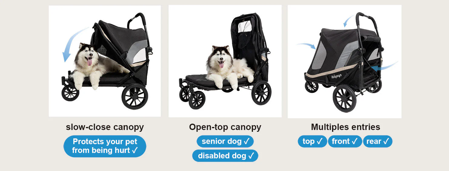 Ibiyaya Grand Cruiser Large Dog Stroller, 4-Wheel Foldable Big Dog Pram for Large Breeds, Senior & Injured Pets - PreOrder Only March 27 Shipping - Image 9