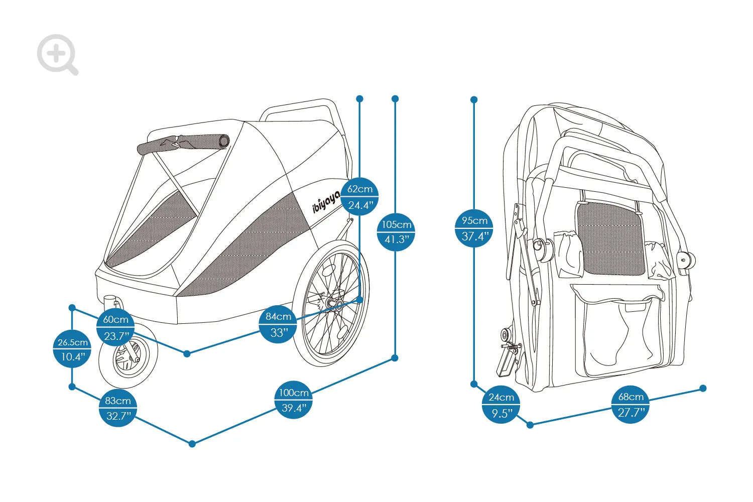 Ibiyaya Hercules Heavy-Duty Pro Pet Stroller-Bike Trailer, 3-Wheel Foldable Jogging, Hiking, All-Terrain Extra-Large Dog Stroller - PreOrder Only - Image 9